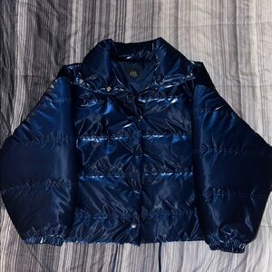 Wild Fable Blue Puffer Jacket with High Collar